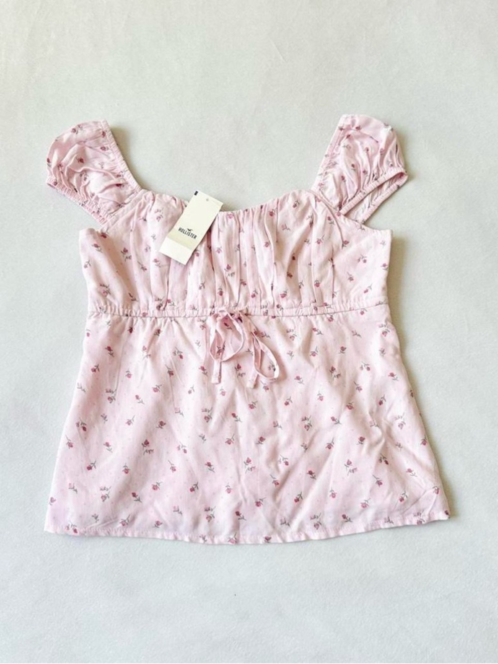 Hollister Pink Floral Drawstring Tank Top